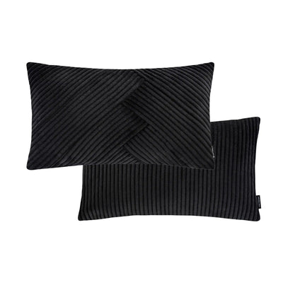 Kissenhülle Wendekissen Cord in der Größe 50 x 30 cm und der Farbe Schwarz.