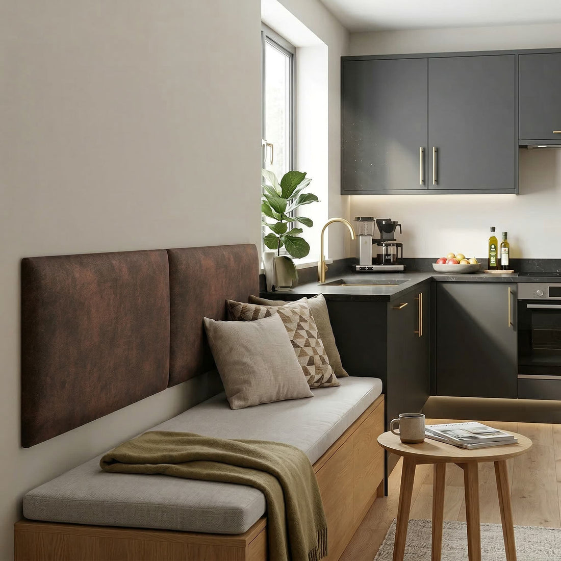 Softwalls Rueckenpolster Rueckenlehne fuer die Wand Sitzecke Sitzbank 6  Matera Kunstleder 29 Dunkelbraun