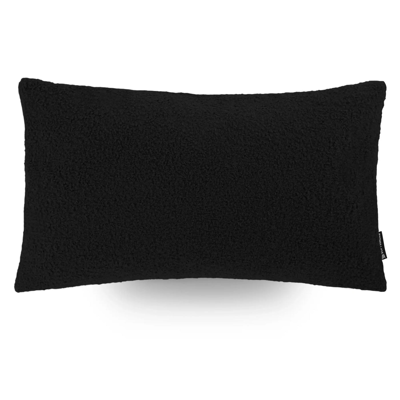 Kissenhülle Teddystoff, Plüschstoff, kuschelig in der Größe 50 x 30 cm un der Farbe Schwarz