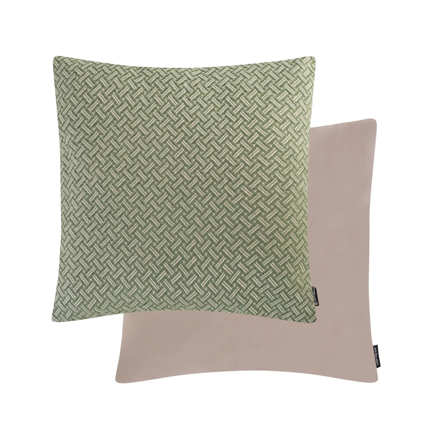 Kissenhülle gemustert Webstoff Wendekissen Samt in der Größe 50 x 50 cm und der Farbe Grün Mint.