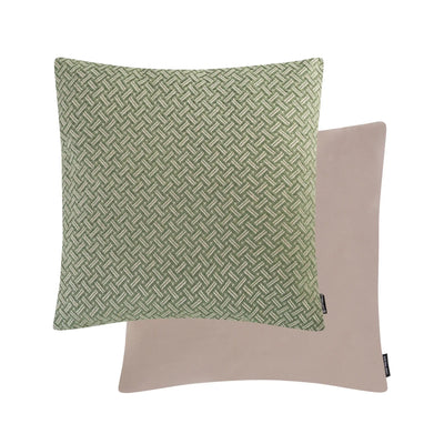 Kissenhülle gemustert Webstoff Wendekissen Samt in der Größe 50 x 50 cm und der Farbe Grün Mint.